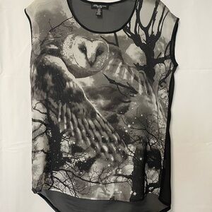 Streetwear Society Owl Graphic Tank Top Black and White Women’s Small